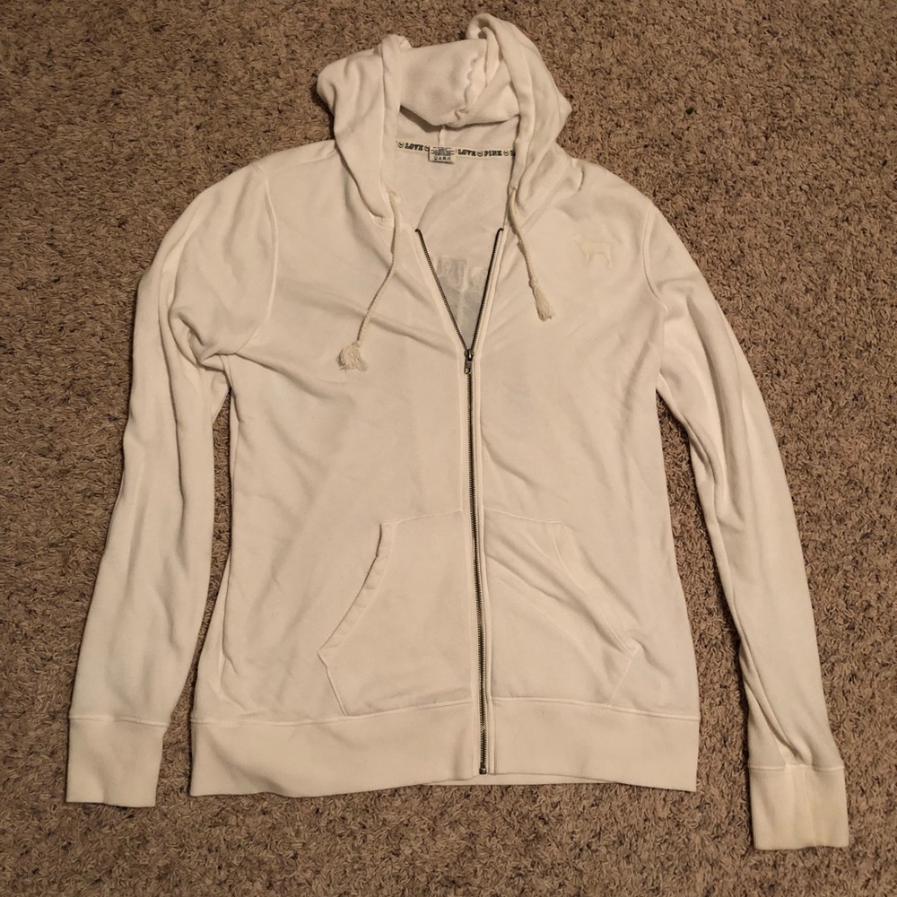 Victoria’s Secret PINK white hoodie sz L